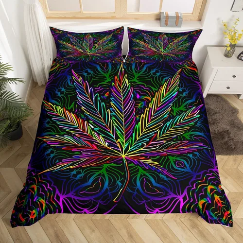 Miniatura 33 de Juego de ropa de cama con diseño de dibujos animados para niñas, niños, mascotas, gatos, funda de edredón con luz de neón, funda de edredón colorida