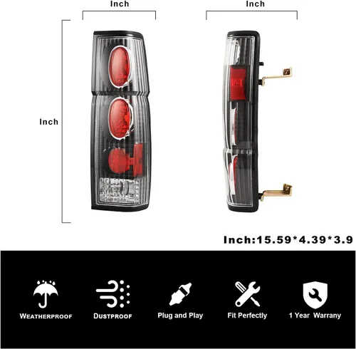 Miniatura 8 de ROXX Conjunto de luz trasera compatible con Nissan Hardbody D21 SE 1986-1994/1986-1989 1994 Hardbody D21 XE, 1995-1997 Nissan Pickup SE XE lado