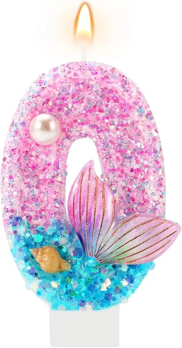 Miniatura 16 de AKURIEEY Vela de Sirena de 7º Cumpleaños Rosa Azul Números 7 Vela para Niñas Decoración de Pastel Decoraciones de Cupcakes Decoración de Fiesta