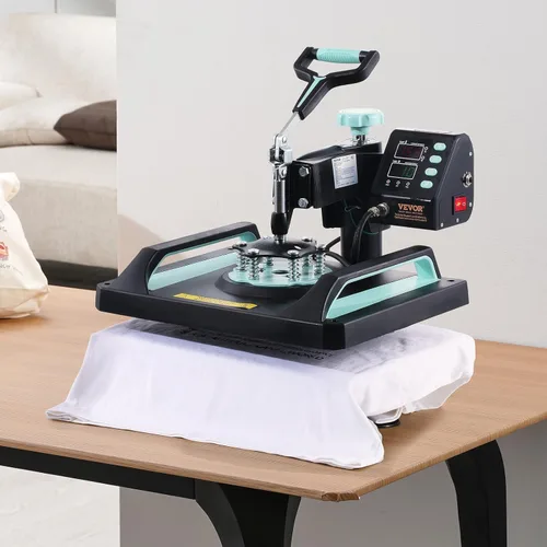 Miniatura 7 de VEVOR Máquina de Prensa de Calor 8 en 1 para Camisetas, Sombreros, Tazas, Platos - Máquina de Prensa de Camisas Abatible de 12x15 con Prensa