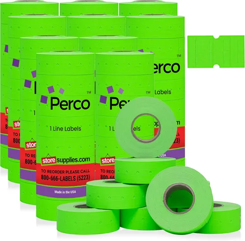 Miniatura 28 de Etiquetas azules Perco de 1 línea - 8 rollos, 1 funda, 8,000 etiquetas en blanco para pistolas de precio y fecha de 1 línea Perco - Fabricadas