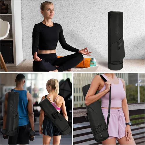 Miniatura 7 de sportsnew Bolsa para esterilla de yoga, bolsa de transporte para esterilla de yoga con cremallera completa con bolsillo para botella de agua