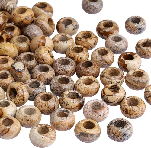 Miniatura 20 de TUMBEELLUWA Cuentas de piedras preciosas naturales para hacer joyas, cuentas redondas con orificio grande sueltas, paquete de 15, jade amarillo