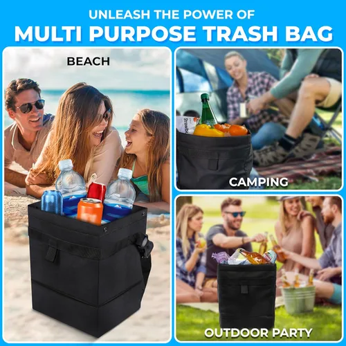 Miniatura 5 de EcoNour Bolsa de basura plegable para automóvil, bolsa de basura y bote de basura impermeable para automóvil, a prueba de fugas, respaldo de asiento