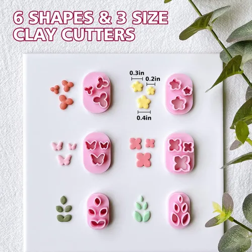 Miniatura 3 de KEOKER Cortadores de arcilla polimérica – Mini cortadores de arcilla para la fabricación de aretes de arcilla polimérica, 6 formas florales y hojas