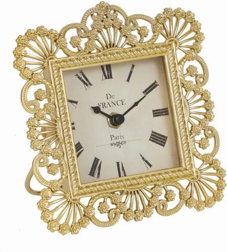 NIKKY HOME Reloj de mesa dorado, reloj de escritorio decorativo Shabby Chic, reloj de escritorio vintage sin tictac, funciona con pilas para sala de
