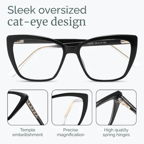 Miniatura 5 de CCVOO Gafas de lectura de moda para mujeres, lectores de luz azul de gran tamaño, gafas para presbicia, elegantes gafas cuadradas de ojo de gato