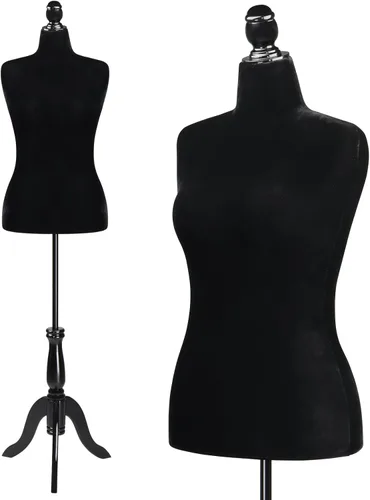 Bonnlo Forma de Vestido Femenino Tamaño 10-12, Torso de Altura Ajustable con Soporte de Trípode Mejorado, Maniquí de Tamaño Mediano para Costura y