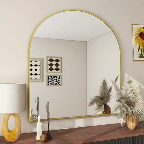 Miniatura 15 de BEAUTYPEAK Espejo de baño de arco de 20 x 30 pulgadas, espejo de pared con marco de metal para dormitorio, entrada, sala de estar, plateado Plata