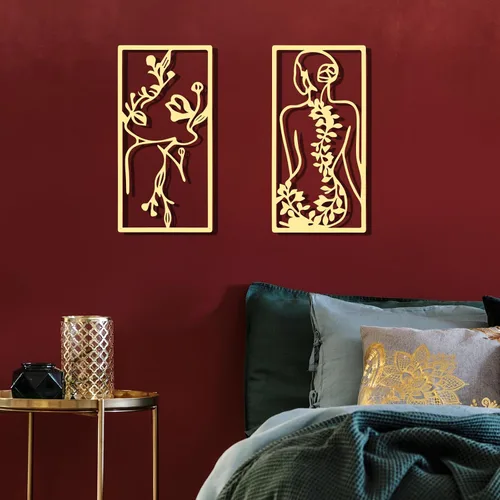 Miniatura 7 de Cindeer 4 piezas de arte de pared de metal minimalista abstracto para mujer, línea de arte de pared dorada, dibujo de línea de metal, arte colgante