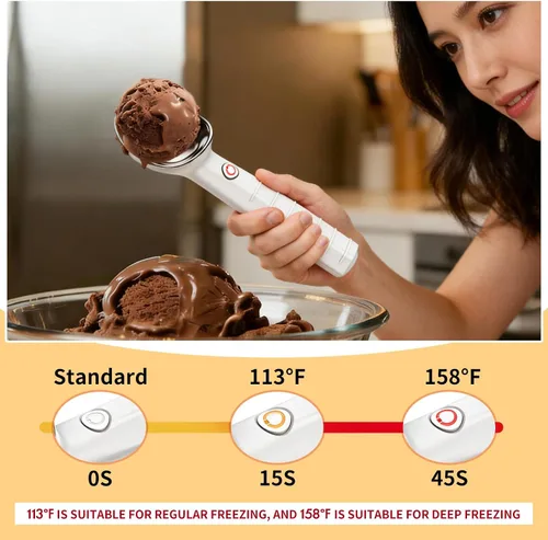 Miniatura 3 de Cuchara de helado calentada USB recargable eléctrica Cuchara de helado de 2000 mAh batería calienta a 158 °F para helado duro Ip67 impermeable