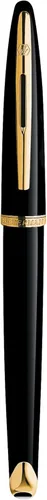 Miniatura 4 de Pluma estilográfica Waterman Carene Deluxe con punta mediana de oro macizo y tinta azul (S0699940), negro, dorado (Black Sea and Gold)