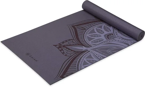 Gaiam - Esterilla de yoga premium de 5mm con estampado, gruesa y antideslizante para todo tipo de yoga, pilates y entrenamientos en el suelo (68" x