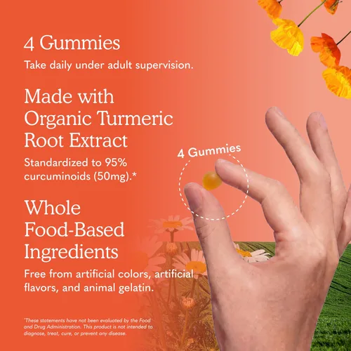 Miniatura 5 de Garden of Life Organics - Gomitas de respuesta antiinflamatoria de cúrcuma, 120 gomitas de frutas reales para niños y adultos, 50 mg de curcumina