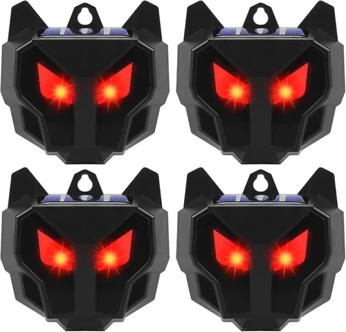 Repelente solar nocturno de animales para exteriores, paquete de 4 unidades, dispositivos repelentes de ciervos, activación automática de ojos