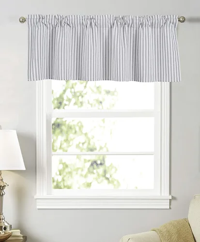 Miniatura 2 de Cortinas texturizadas a rayas con patrón de rayas para ventana reductora de luz para sala de estar, dormitorio, cocina, cenefa con bolsillo