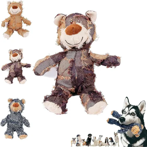 Miniatura 8 de Oso robusto indestructible 2023: juguete de peluche para perros, juguetes chirriantes indestructibles para perros, juguetes duraderos para D-A+B