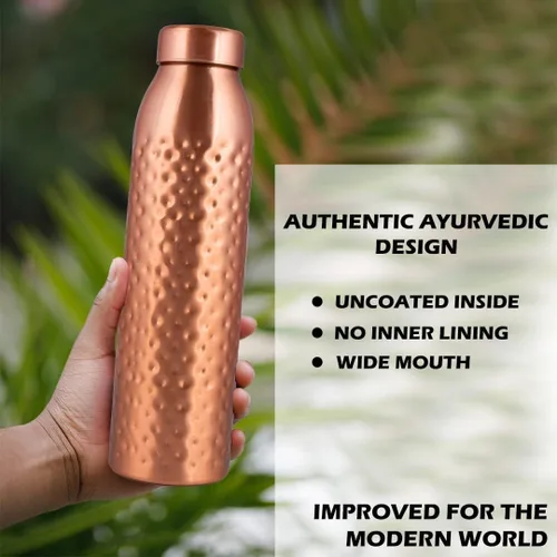 Miniatura 4 de NORMAN JR, 100% Pure Copper Water Bottle 1L - Gift Box of 6, Hammered, Ayurvedic Copper Bottle Gift Set for Women & Men. Best Present For Fathers &