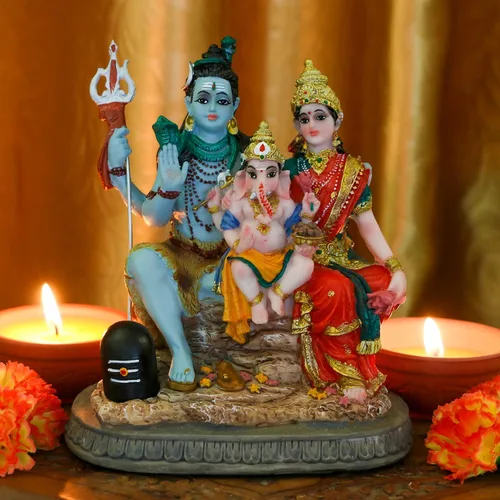 Miniatura 3 de Estatua de la familia de Dios Shiva de la India, de 6.1 pies de altura, ídolos hindúes Shiva, escultura familiar Ganesh Parvati Murti Moorti Pooja