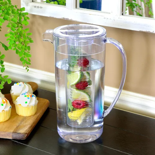 Miniatura 3 de Youngever Jarra de plástico de 2 cuartos con tapa, jarra de plástico transparente ideal para té helado, sangría, limonada (con infusor)