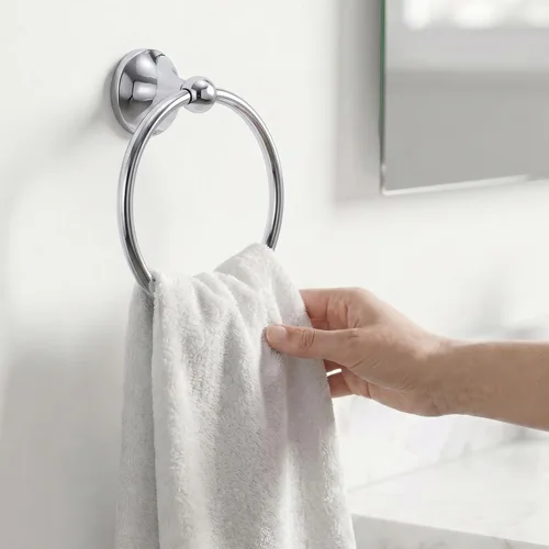Miniatura 8 de Juego de toallas de baño de 24 pulgadas para montar en la pared, juego de 5 piezas de acero inoxidable duradero con toallero, anillo para toallas