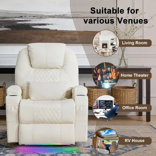 Miniatura 8 de Silla reclinable giratoria de doble motor para adultos con calor y masaje, mecedora eléctrica de pared para guardería, sala de estar con luces LED