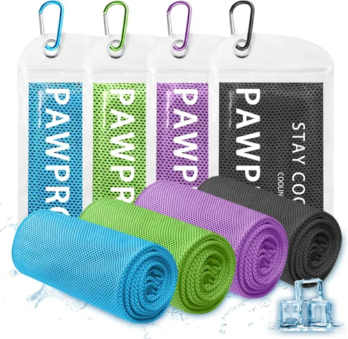 Miniatura 8 de PAWPRO Paquete de 4 toallas refrescantes para cuello y cara (40 x 12 pulgadas), toalla de enfriamiento suave y transpirable con bolsa impermeable