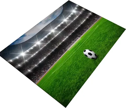 Miniatura 17 de Alfombra de campo de fútbol infantil de 2.6 x 4 pies para dormitorio de niños, alfombra de campo de fútbol verde antideslizante, alfombra