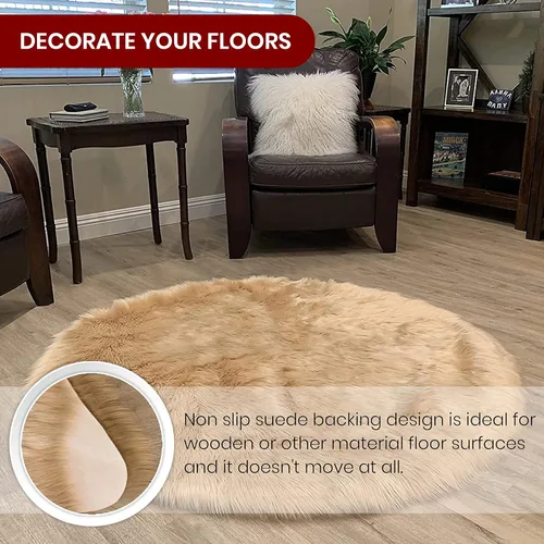 Miniatura 2 de Alfombra de lujo de piel de oveja sintética Alfombra esponjosa para dormitorio, sala de estar, habitación de los niños, alfombra suave