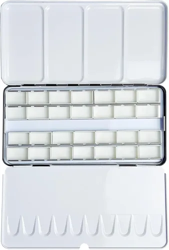 Miniatura 15 de 150 piezas de plástico transparente vacío para acuarelas – 0.07 onzas líquidas de capacidad, bandejas de pintura recargables para acuarelas sólidas