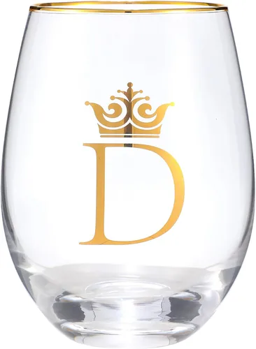 Miniatura 10 de Vaso de vino de 15 onzas con letra A, regalo personalizado con inicial, para boda, dama de honor, cumpleaños, graduación, para hombres y mujeres