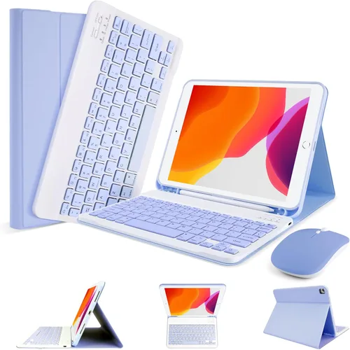 Miniatura 9 de Funda de teclado LAMA para iPad de 10.2 pulgadas, estuche inalámbrico con teclado con soporte para lápices para iPad de 10.2 y 10.5 pulgadas