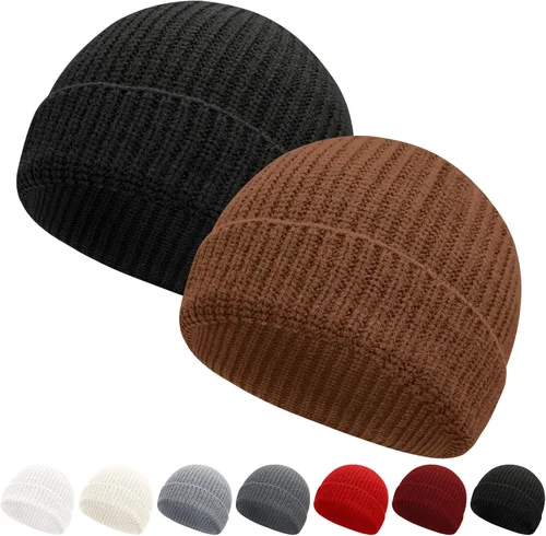 Miniatura 13 de NPQQUAN Gorros de pescador para hombres y mujeres, gorro de punto corto para invierno