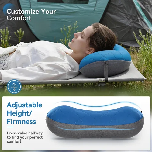 Miniatura 7 de MARCHWAY Almohada inflable ultraligera para acampar con funda suave y lavable, compacta, compresible, portátil, para campamento al aire libre, Azul