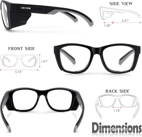 Miniatura 6 de UKNOW Gafas de seguridad - Lentes fotocromáticas - Protección ocular con protectores laterales - Anteojos protectores ANSI Z87.1 - Protección UV