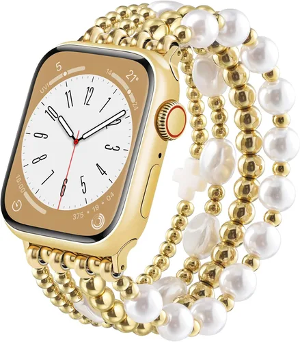 Miniatura 19 de AIRSPO Pulseras de cuentas compatibles con Apple Watch Band de 38, 40, 41, 42, 44 y 45 mm, hechas a mano, para series SE 8, 7, 6, 5, 4, 3, 2, 1