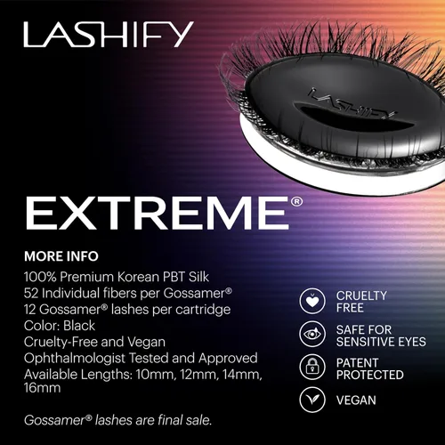 Miniatura 6 de Lashify Extreme - Extensiones de pestañas Gossamer DIY de 0.59 pulgadas, color negro, pestañas postizas fáciles para añadir un gran volumen