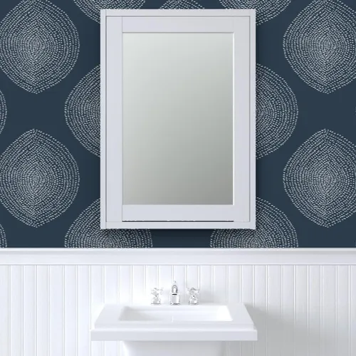 Miniatura 9 de Removable Wallpaper Swatch - Boho White Navy Dots Abstract Bohemian Custom Pre-Pasted Wallpaper by Spoonflower