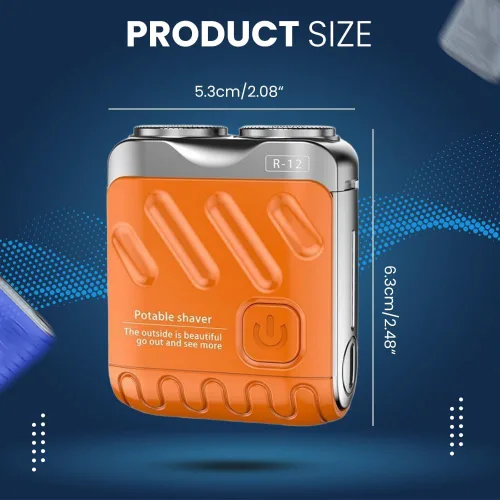 Miniatura 6 de Afeitadora eléctrica portátil giratoria de doble anillo, mini maquinilla de afeitar eléctrica giratoria de doble anillo para hombres, afeitadora Azul