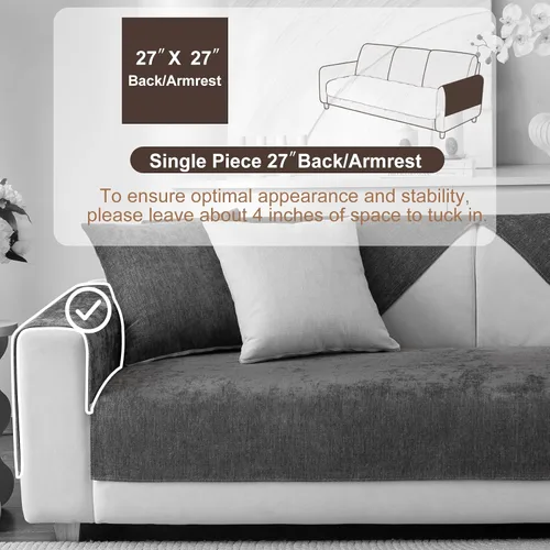 Miniatura 2 de Funda de felpilla suave, antideslizante, lavable para sofá modular de 3 cojines, funda para sofá de 3 cojines, funda para sofá con diseño afilado