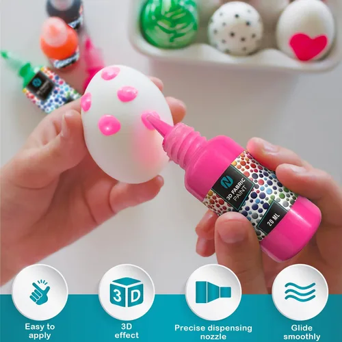Miniatura 4 de Pintura para Tela, 12 Colores de Pintura Hinchable, 0.67 Oz, Pintura para Tela para Ropa, Bolígrafos Hinchables 3D, Pintura Hinchable para Regular