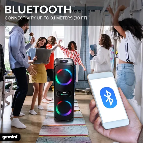 Miniatura 6 de Gemini Sound GHK-2800 - Altavoz de fiesta con refuerzo de graves, luces LED y efectos de cambio de voz, karaoke Bluetooth, incluye micrófono