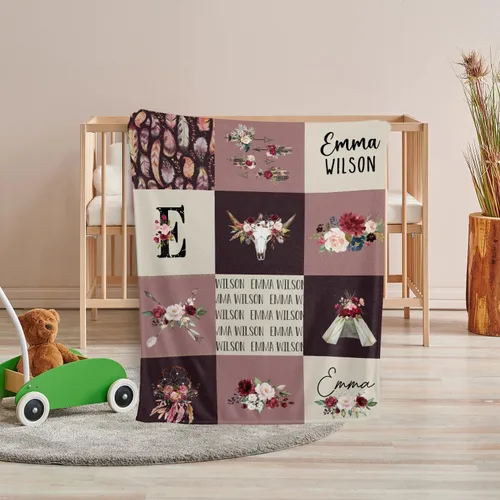 Miniatura 6 de Manta de bebé occidental para niña, manta de bebé occidental, mantas de bebé personalizadas, manta de bebé vaquero con nombre, mantas de bebé Chica