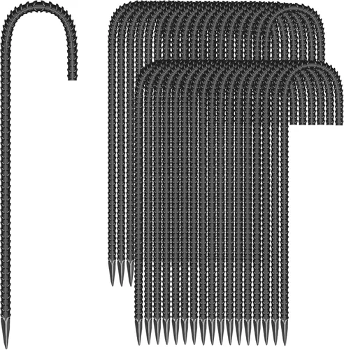 Miniatura 9 de 10 estacas de acero galvanizado en forma de U de 16 pulgadas, anclajes de tierra resistentes para tiendas de campaña, kits de posición, cercas