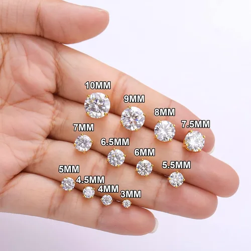 Miniatura 2 de Moissanite Stud Earrings Screw Back 0.2CT-8.0CT 18K White Yellow Gold Plated S925 Sterling Silver Round Cut D Color VVS1 Clarity Lab Created