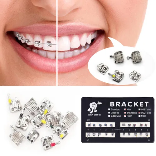 Miniatura 3 de VEZE Soportes dentales, 5 juegos de 100 piezas Mini Roth 022 ranura 345 ganchos, unido, compatible con MBT, unisex, uso en interiores, tema de salud