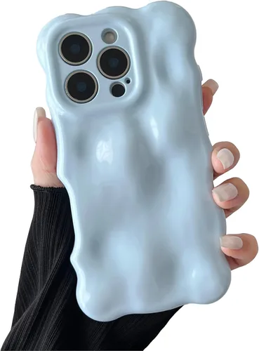 Miniatura 49 de XIZYO Funda para iPhone 13 de 6.1 pulgadas, bonito patrón de ondas, estético, 3D, rizado, ondulado, chapado en purpurina, para mujeres y niñas, Azul