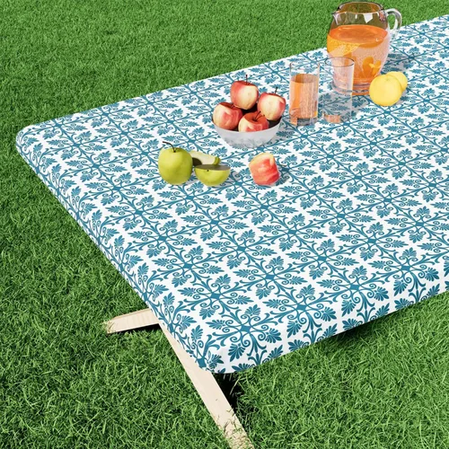 Miniatura 23 de Misaya - Mantel de vinilo rectangular, mantel elástico con respaldo de franela, 100% impermeable, cubierta de plástico para mesas plegables de 4