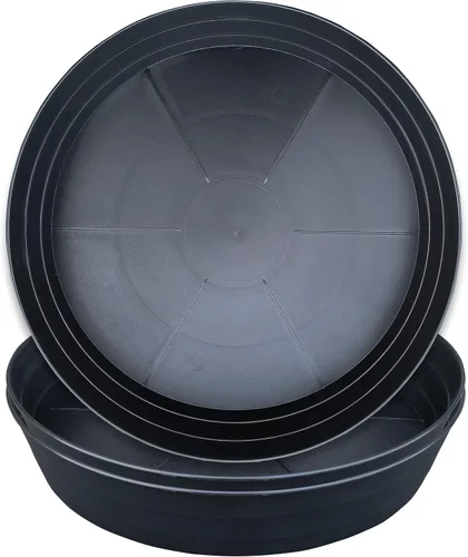 Miniatura 13 de Plato para macetas de 10 a 25 pulgadas, bandejas de riego extra profundas para macetas, bandeja de drenaje pesada para interiores sin agujeros, 4