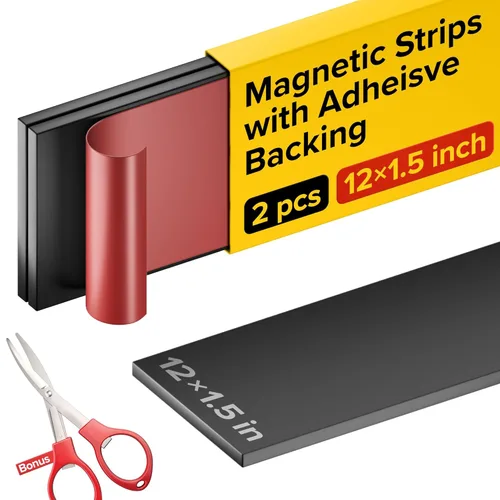 Miniatura 10 de X-bet MAGNET Tiras magnéticas – Rollo de cinta magnética de 1 pulgada x 25 pies – Imanes en blanco para escribir – Etiquetas adhesivas y calcomanías